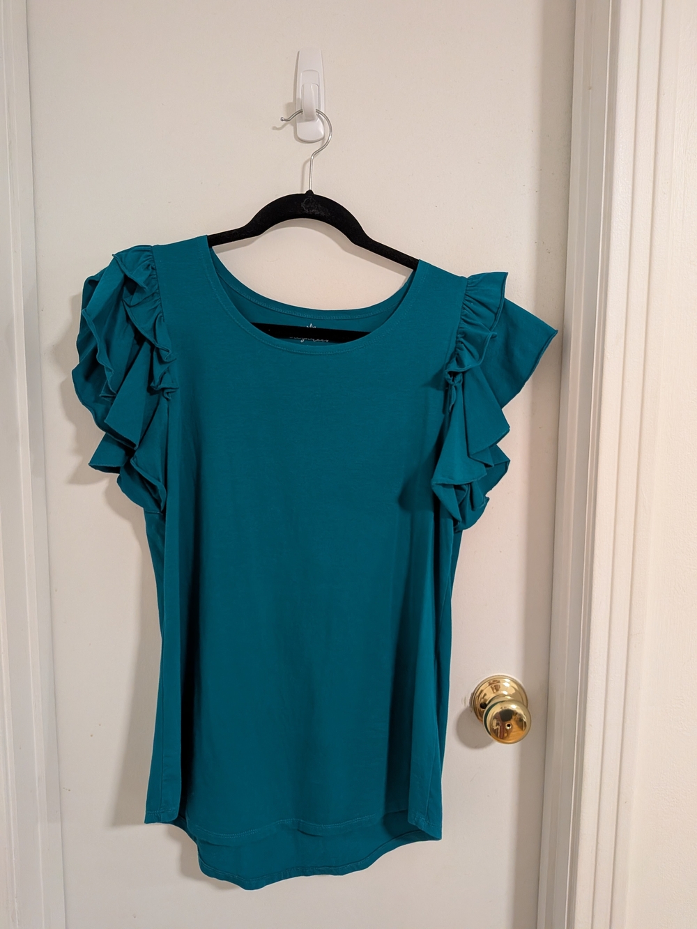Women’s Teal Ruffle Sleeve Tee